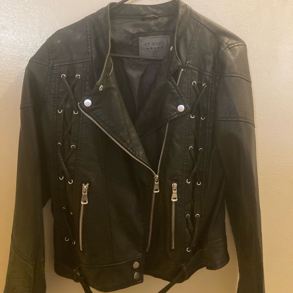 Ci Sona Black Vegan Leather Moro Jacket